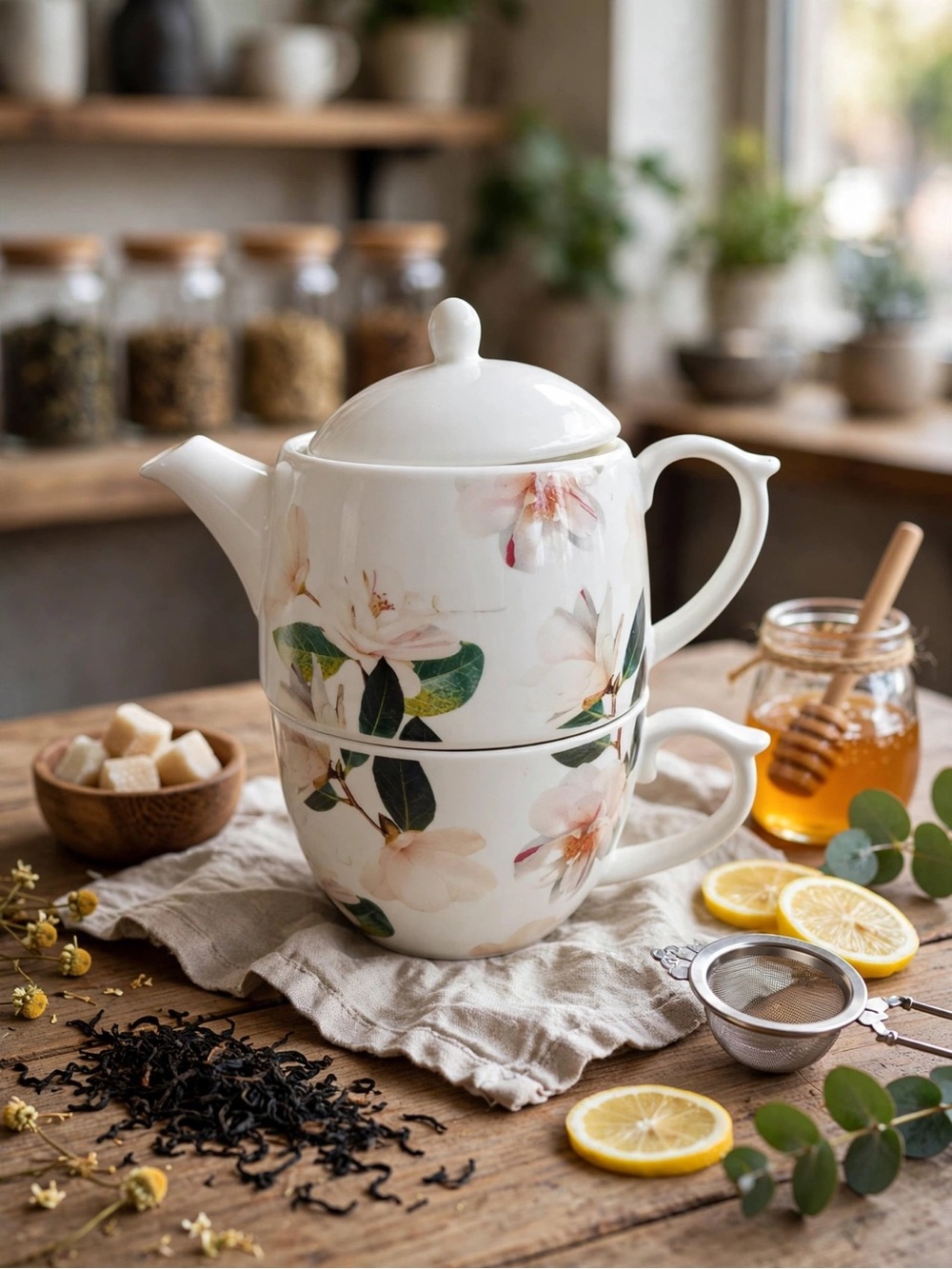 Indigo Floral Tea for One Set